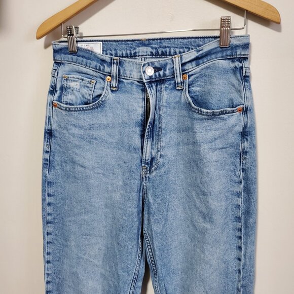 GAP ‘90s Loose High Rise Jeans Straight Leg Distressed Light Wash Women 27 x 29" - Picture 5 of 14
